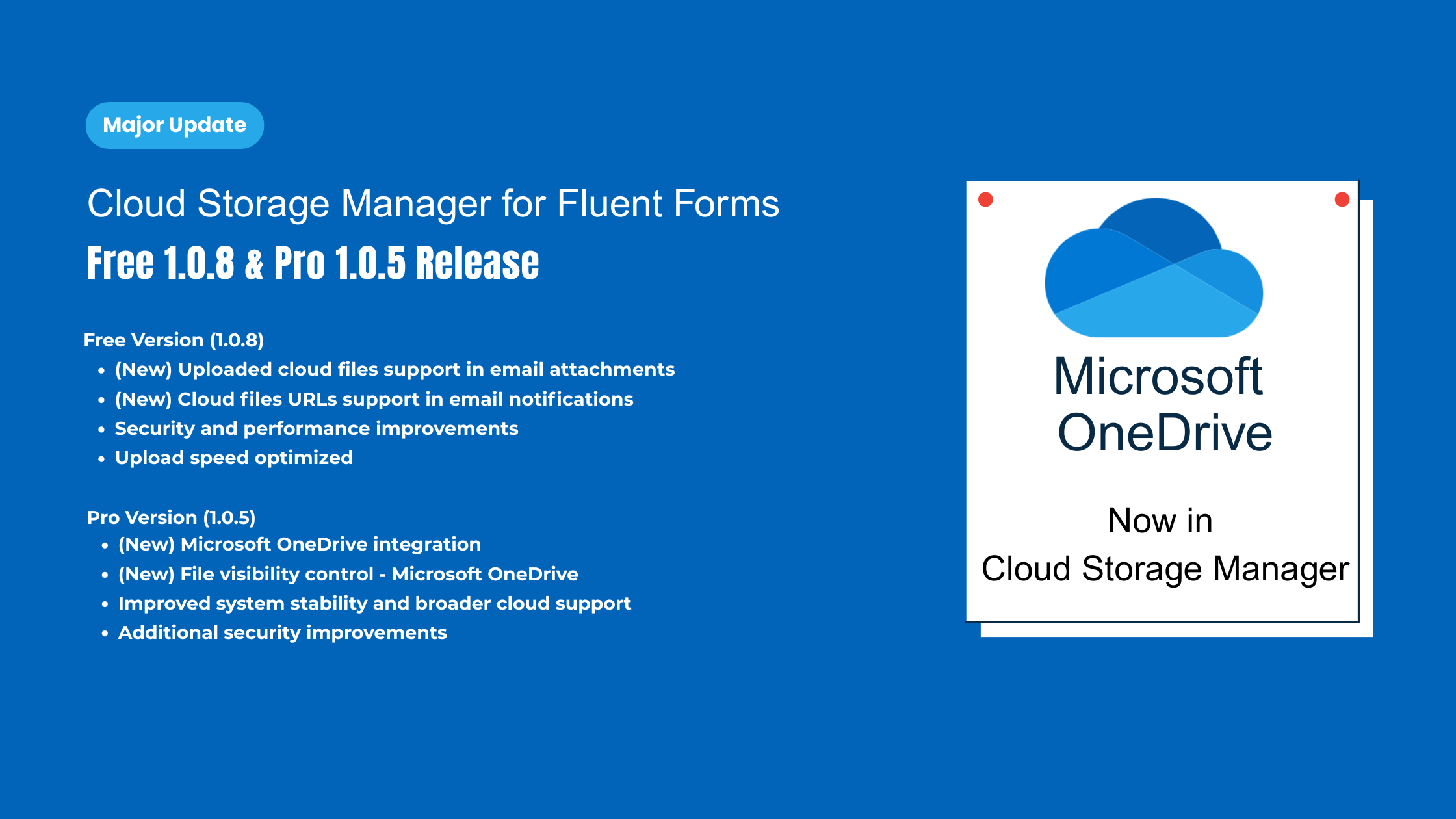 Cloud Storage Manager for Fluent Forms β Microsoft OneDrive is here